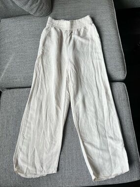 H&M Women’s Relax Fit Linen Blend Wide Leg Pant Small